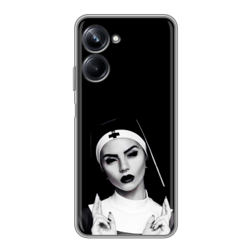 Силиконовый чехол на Realme 10 Pro с принтом монашка