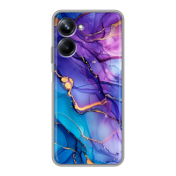 Силиконовый чехол на Realme 10 Pro с принтом синий мрамор