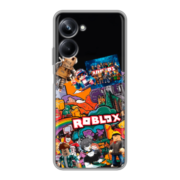 Силиконовый чехол на Realme 10 Pro с принтом Roblox Роблокс