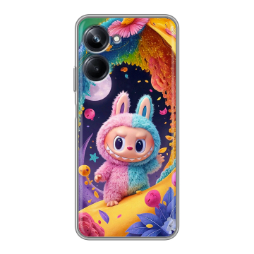 Силиконовый чехол на Realme 10 Pro с принтом Labubu Лабубу Силиконовый чехол на Realme 10 Pro с принтом Labubu Лабубу