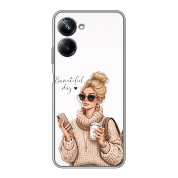 Силиконовый чехол на Realme 10 Pro с принтом женский
