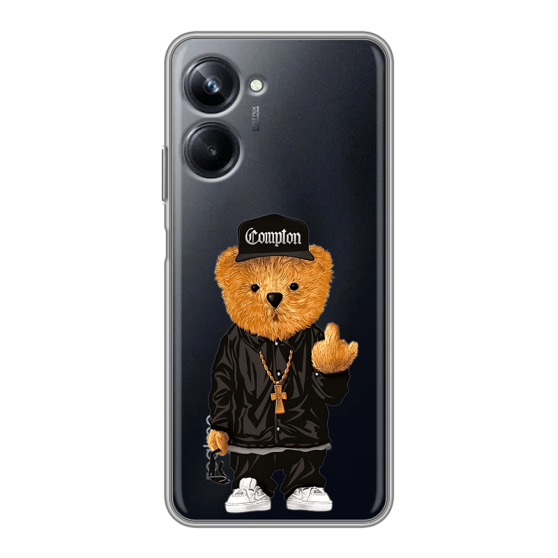 Силиконовый противоударный чехол на Realme 10 Pro с принтом Плюшевый медведь Силиконовый противоударный чехол на Realme 10 Pro с принтом Плюшевый медведь