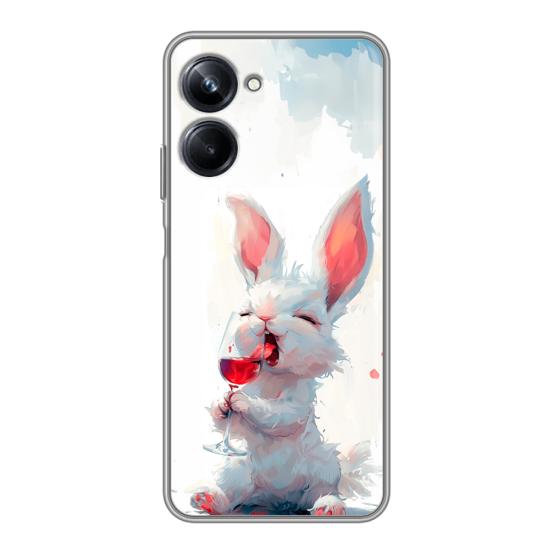 Силиконовый противоударный чехол на Realme 10 Pro с принтом кролик зайчик Силиконовый противоударный чехол на Realme 10 Pro с принтом кролик зайчик
