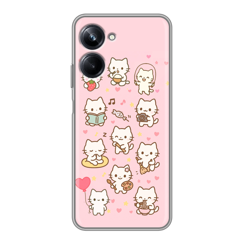 Силиконовый противоударный чехол на Realme 10 Pro с принтом Hello Kitty Хелоу Кити Силиконовый противоударный чехол на Realme 10 Pro с принтом Hello Kitty Хелоу Кити