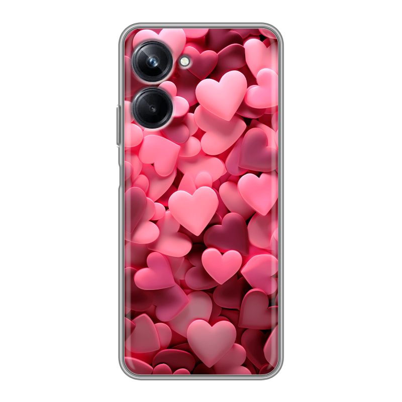 Силиконовый чехол на Realme 10 Pro с принтом розовые сердечки Силиконовый чехол на Realme 10 Pro с принтом розовые сердечки
