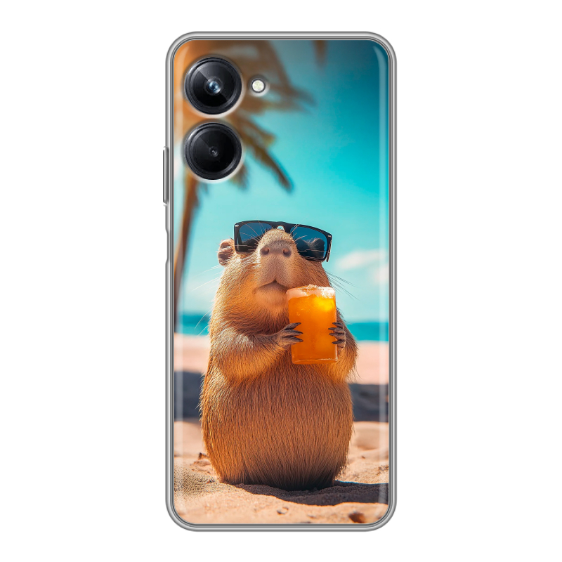Силиконовый чехол на Realme 10 Pro с принтом Капибара Силиконовый чехол на Realme 10 Pro с принтом Капибара