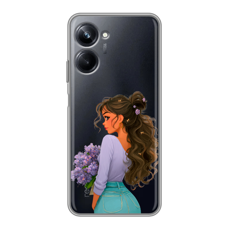 Силиконовый чехол на Realme 10 Pro с принтом девушка цветы Силиконовый чехол на Realme 10 Pro с принтом девушка цветы