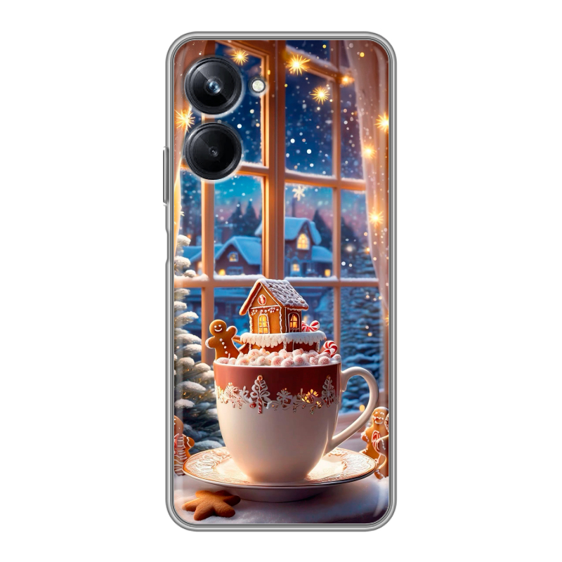Силиконовый противоударный чехол на Realme 10 Pro с принтом Новый год Силиконовый противоударный чехол на Realme 10 Pro с принтом Новый год