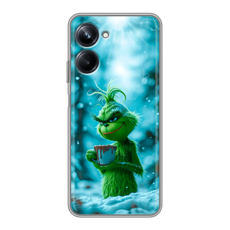 Силиконовый чехол на Realme 10 Pro с принтом Новый год гринч Силиконовый чехол на Realme 10 Pro с принтом Новый год гринч