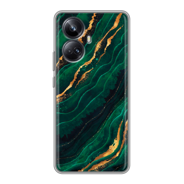 Силиконовый чехол на Realme 10 Pro Plus с принтом Мрамор зеленое золото Силиконовый чехол на Realme 10 Pro Plus с принтом Мрамор зеленое золото