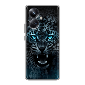 Силиконовый чехол на Realme 10 Pro Plus с принтом Темный леопард Силиконовый чехол на Realme 10 Pro Plus с принтом Темный леопард