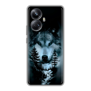Силиконовый чехол на Realme 10 Pro Plus с принтом Лесной волк Силиконовый чехол на Realme 10 Pro Plus с принтом Лесной волк