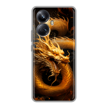 Силиконовый чехол на Realme 10 Pro Plus с принтом Золотой дракон