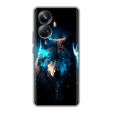 Силиконовый чехол на Realme 10 Pro Plus с принтом Волк ночной Силиконовый чехол на Realme 10 Pro Plus с принтом Волк ночной