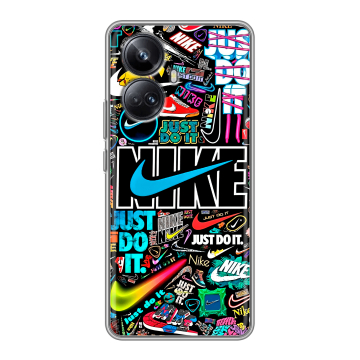 Силиконовый чехол на Realme 10 Pro Plus с принтом найк nike черный