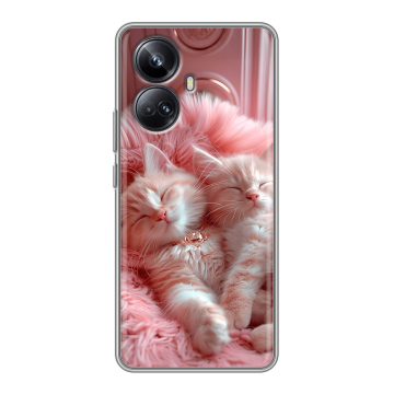 Силиконовый чехол на Realme 10 Pro Plus с принтом котята котики