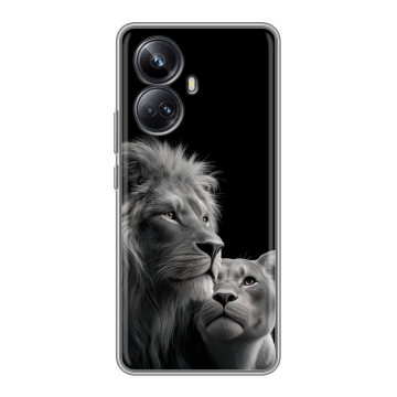 Силиконовый чехол на Realme 10 Pro Plus с принтом Лев кошки