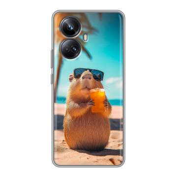 Силиконовый чехол на Realme 10 Pro Plus с принтом Капибара Силиконовый чехол на Realme 10 Pro Plus с принтом Капибара