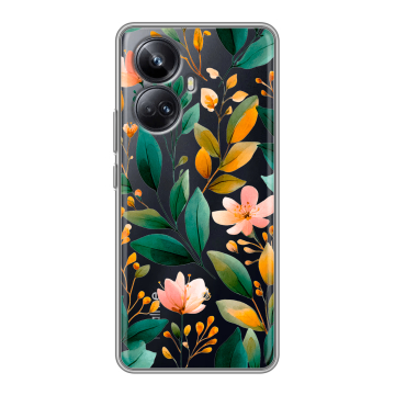 Силиконовый чехол на Realme 10 Pro Plus с принтом Цветы паттерн