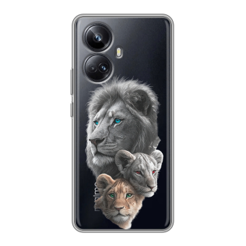 Силиконовый чехол на Realme 10 Pro Plus с принтом Львы