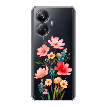 Силиконовый чехол на Realme 10 Pro Plus с принтом Цветы
