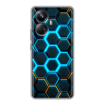 Силиконовый чехол на Realme 10 Pro Plus с принтом Неоновые соты