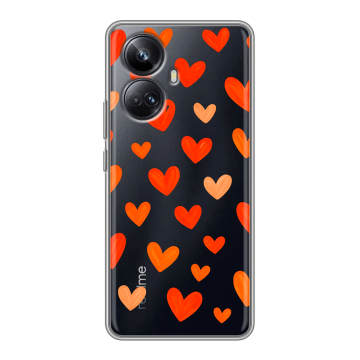 Силиконовый чехол на Realme 10 Pro Plus с принтом Сердечки