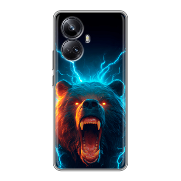 Силиконовый чехол на Realme 10 Pro Plus с принтом Медведь Силиконовый чехол на Realme 10 Pro Plus с принтом Медведь