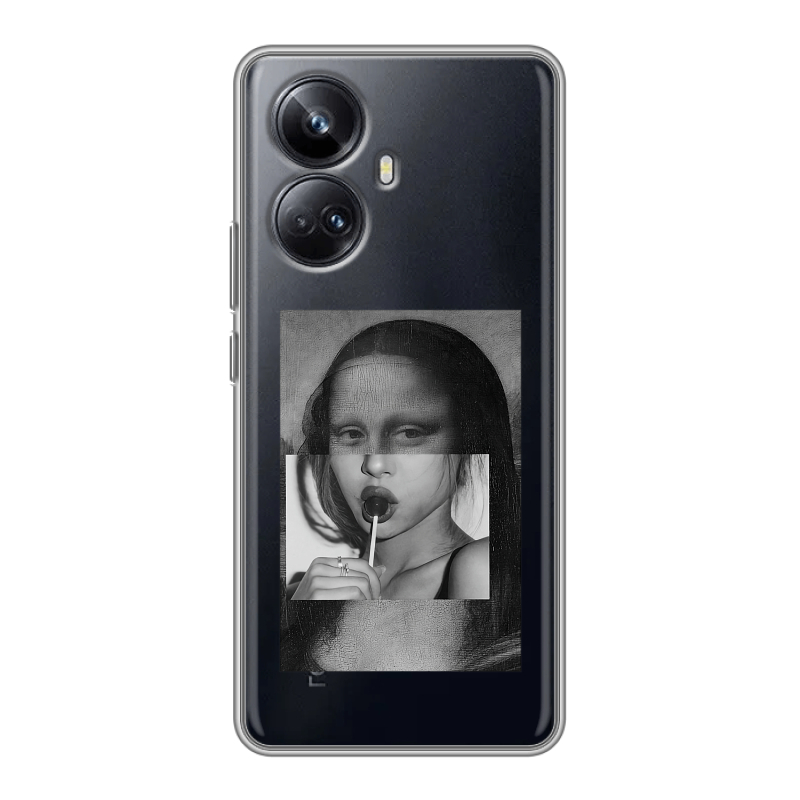 Силиконовый противоударный чехол на Realme 10 Pro Plus с принтом Мона Лиза Силиконовый противоударный чехол на Realme 10 Pro Plus с принтом Мона Лиза