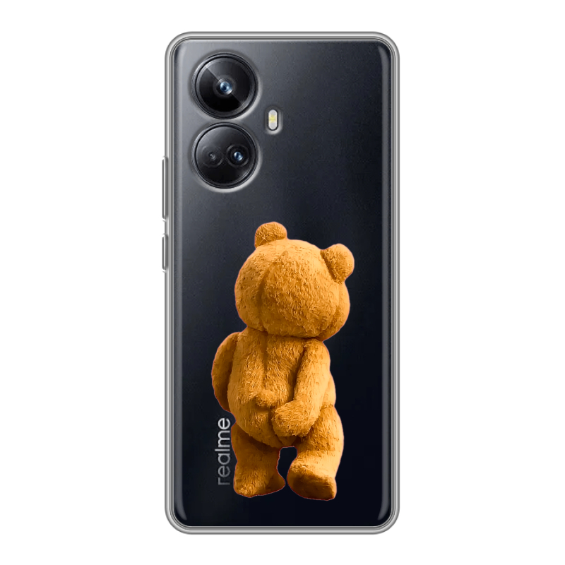 Силиконовый чехол на Realme 10 Pro Plus с принтом Медведь Силиконовый чехол на Realme 10 Pro Plus с принтом Медведь