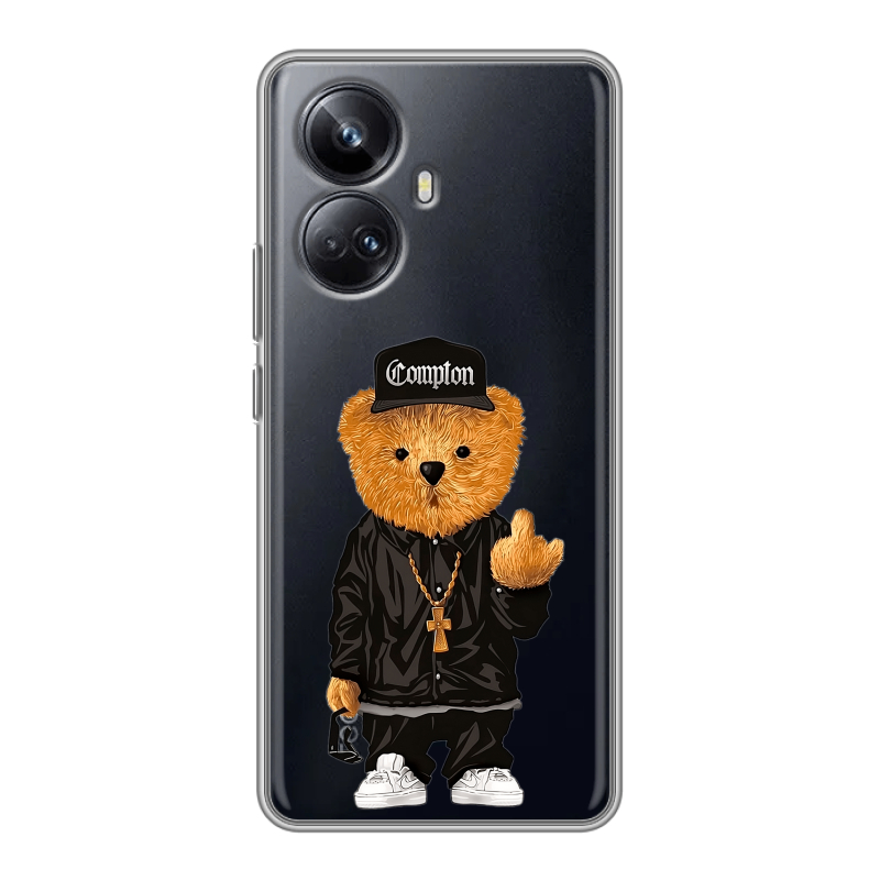 Силиконовый противоударный чехол на Realme 10 Pro Plus с принтом Плюшевый медведь Силиконовый противоударный чехол на Realme 10 Pro Plus с принтом Плюшевый медведь
