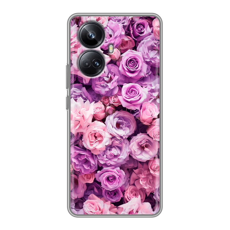 Силиконовый чехол на Realme 10 Pro Plus с принтом лавандовые розы Силиконовый чехол на Realme 10 Pro Plus с принтом лавандовые розы