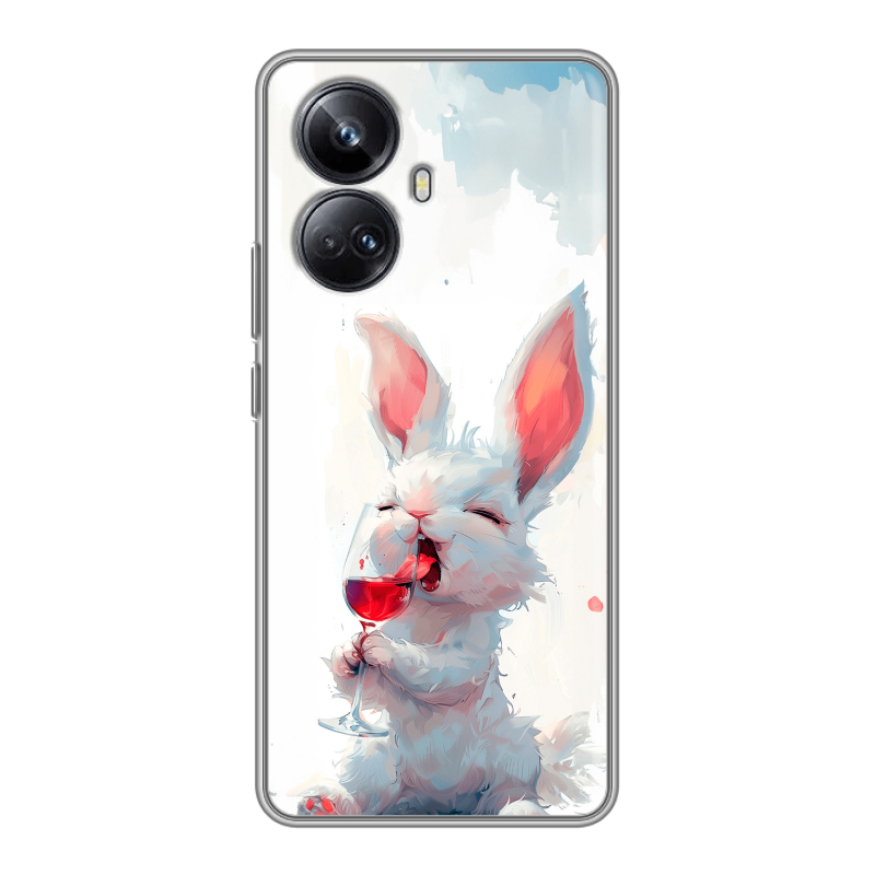Силиконовый чехол на Realme 10 Pro Plus с принтом кролик зайчик Силиконовый чехол на Realme 10 Pro Plus с принтом кролик зайчик