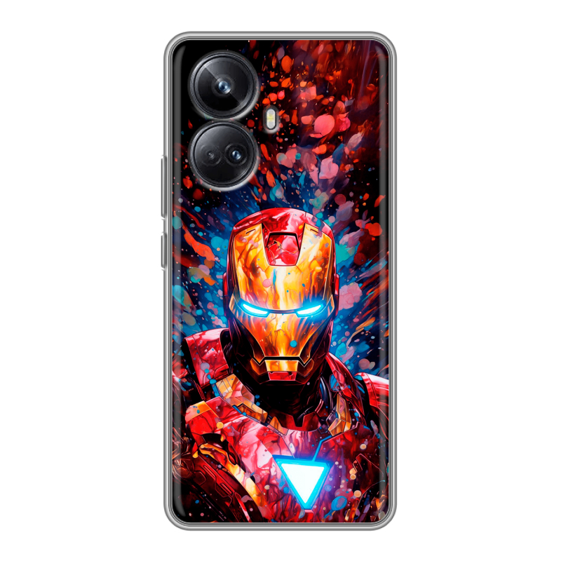 Силиконовый противоударный чехол на Realme 10 Pro Plus с принтом Железный человек Ironman Силиконовый противоударный чехол на Realme 10 Pro Plus с принтом Железный человек Ironman