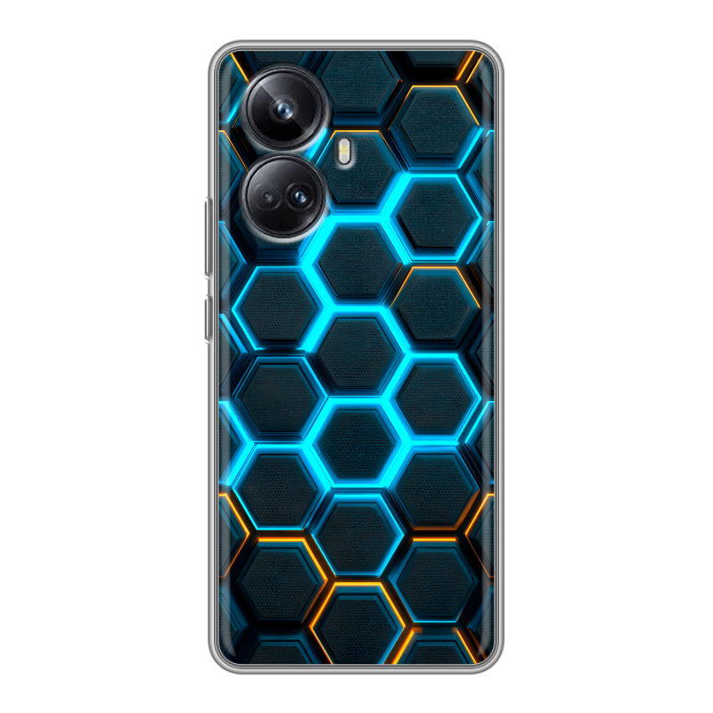 Силиконовый чехол на Realme 10 Pro Plus с принтом Неоновые соты Силиконовый чехол на Realme 10 Pro Plus с принтом Неоновые соты