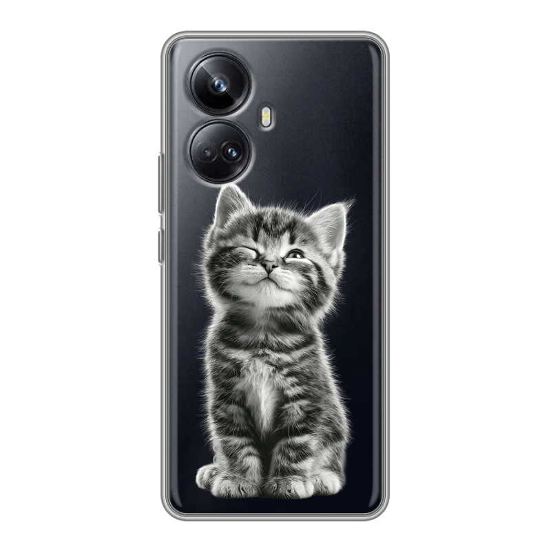 Силиконовый противоударный чехол на Realme 10 Pro Plus с принтом Котенок Силиконовый противоударный чехол на Realme 10 Pro Plus с принтом Котенок