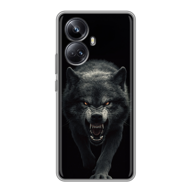 Силиконовый чехол на Realme 10 Pro Plus с принтом Волк Силиконовый чехол на Realme 10 Pro Plus с принтом Волк