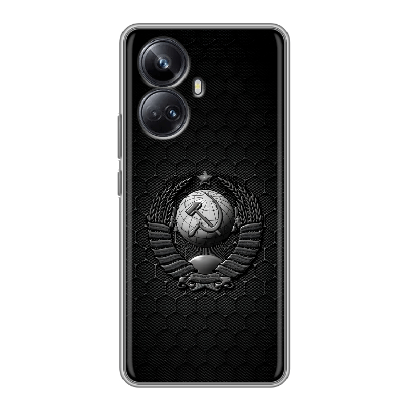 Силиконовый чехол на Realme 10 Pro Plus с принтом Герб Флаг СССР Силиконовый чехол на Realme 10 Pro Plus с принтом Герб Флаг СССР