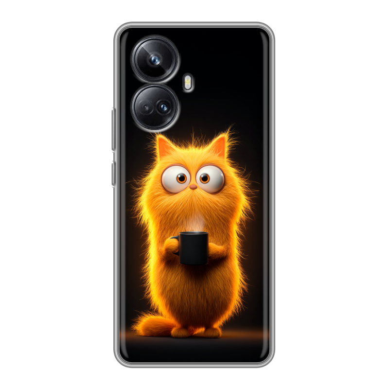 Силиконовый противоударный чехол на Realme 10 Pro Plus с принтом Смешной кот Силиконовый противоударный чехол на Realme 10 Pro Plus с принтом Смешной кот