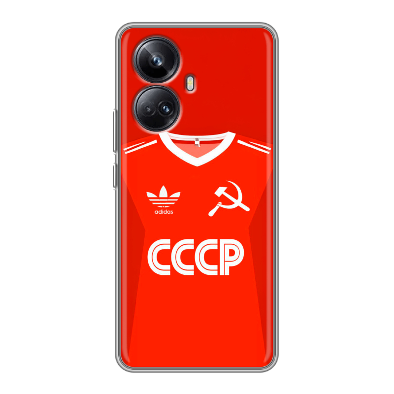 Силиконовый противоударный чехол на Realme 10 Pro Plus с принтом Флаг Герб СССР Силиконовый противоударный чехол на Realme 10 Pro Plus с принтом Флаг Герб СССР