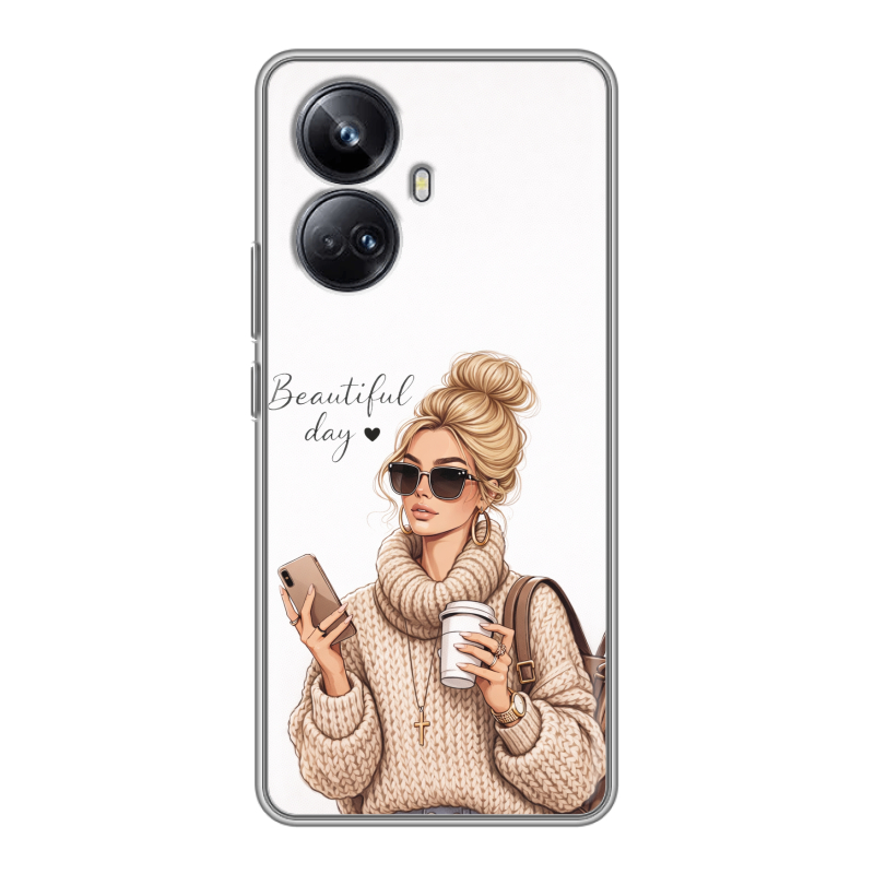 Силиконовый противоударный чехол на Realme 10 Pro Plus с принтом женский Силиконовый противоударный чехол на Realme 10 Pro Plus с принтом женский