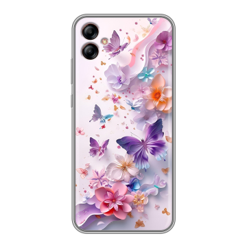 Силиконовый чехол на Samsung Galaxy A04e с принтом цветы бабочки