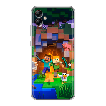 Силиконовый чехол на Samsung Galaxy A04e с принтом Майнкрафт Minecraft