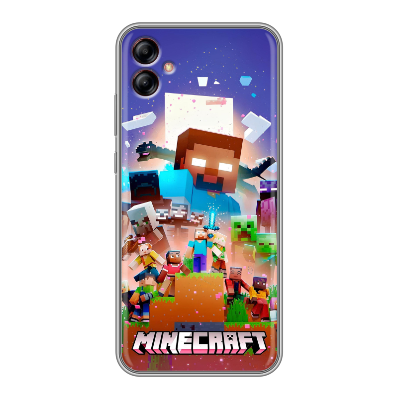 Силиконовый противоударный чехол на Samsung Galaxy A04e с принтом Майнкрафт Minecraft Силиконовый противоударный чехол на Samsung Galaxy A04e с принтом Майнкрафт Minecraft