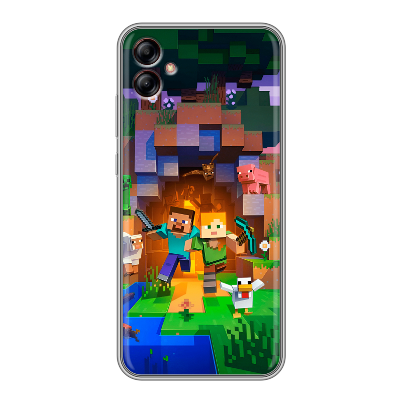 Силиконовый чехол на Samsung Galaxy A04e с принтом Майнкрафт Minecraft Силиконовый чехол на Samsung Galaxy A04e с принтом Майнкрафт Minecraft