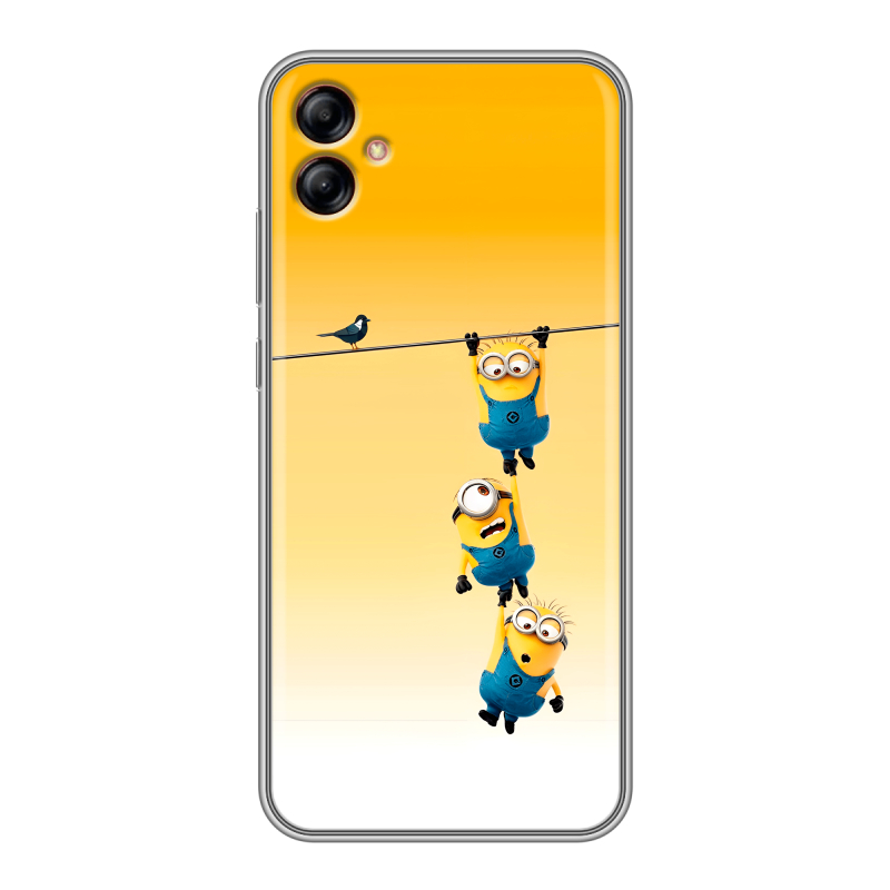 Силиконовый противоударный чехол на Samsung Galaxy A04e с принтом Миньоны Силиконовый противоударный чехол на Samsung Galaxy A04e с принтом Миньоны
