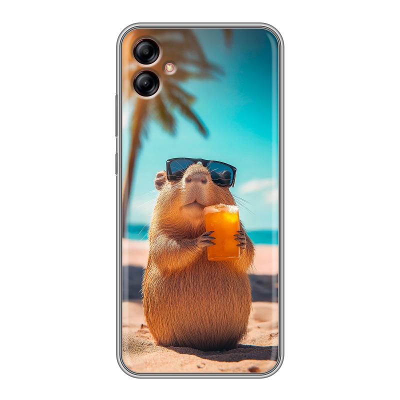 Силиконовый противоударный чехол на Samsung Galaxy A04e с принтом Капибара Силиконовый противоударный чехол на Samsung Galaxy A04e с принтом Капибара