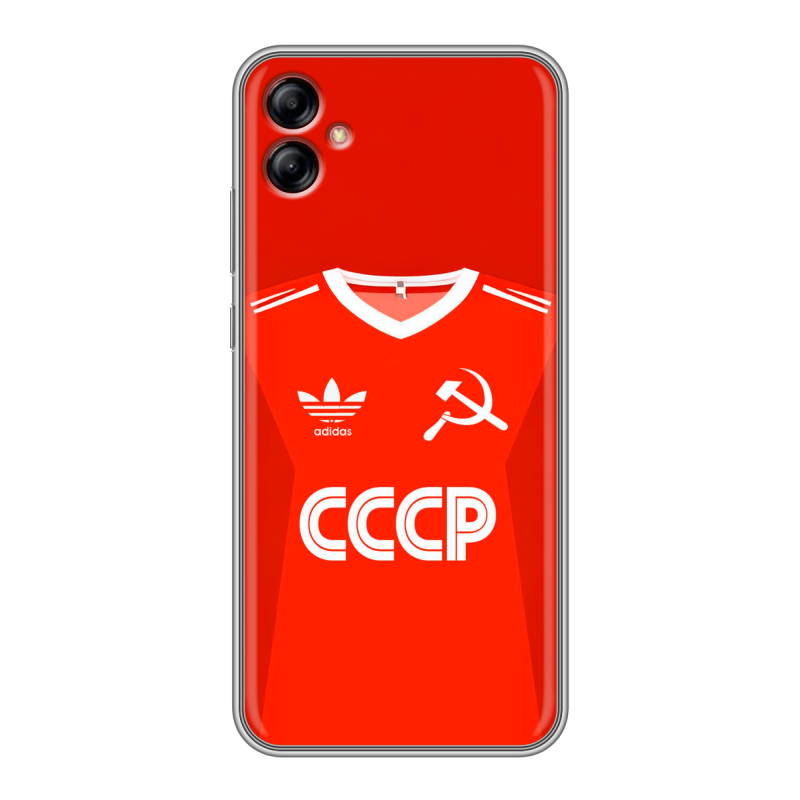 Силиконовый противоударный чехол на Samsung Galaxy A04e с принтом Флаг Герб СССР Силиконовый противоударный чехол на Samsung Galaxy A04e с принтом Флаг Герб СССР
