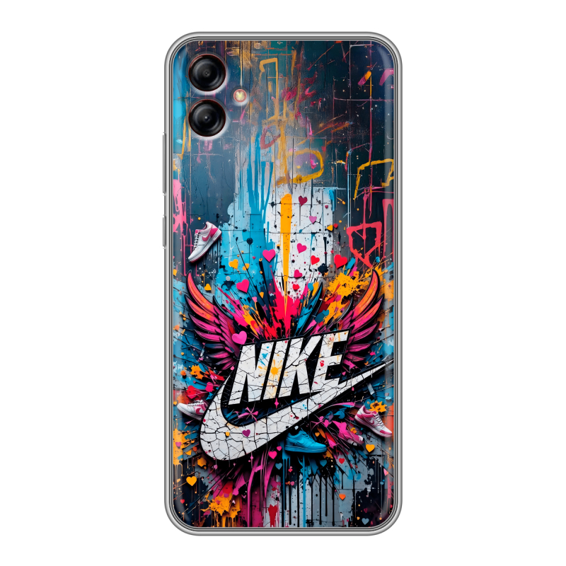 Силиконовый противоударный чехол на Samsung Galaxy A04e с принтом Nike Найк Силиконовый противоударный чехол на Samsung Galaxy A04e с принтом Nike Найк