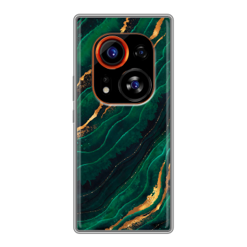 Силиконовый чехол на Tecno Phantom X2 Pro с принтом Мрамор зеленое золото